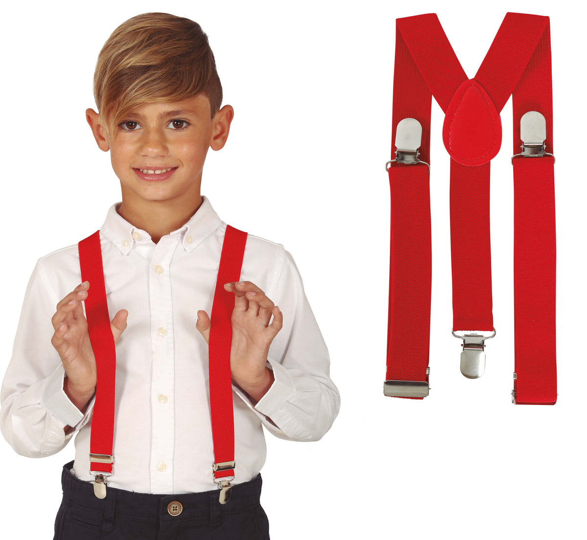 GP17884 – Hosenträger für Kinder mit Clips – Farbe: Rot