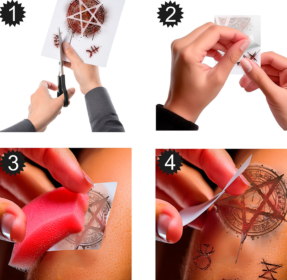 GP15708 – Horror Tattoos für Erwachsene 30 x 13 cm – Farbe: Satanistisch