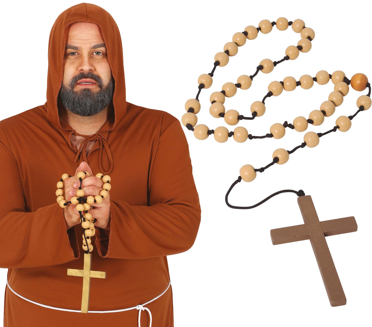GP18081 – Rosenkranz für Erwachsene 90 cm mit Kreuz – Farbe: Braun