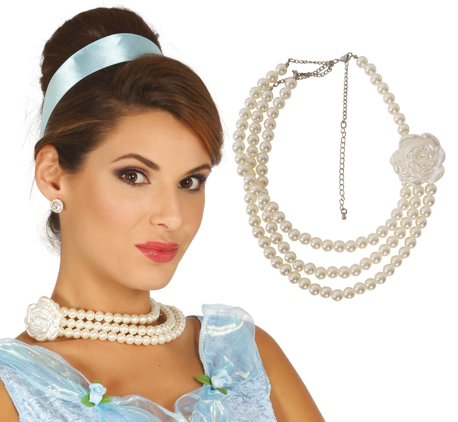 Perlenkette für Damen mit Rose