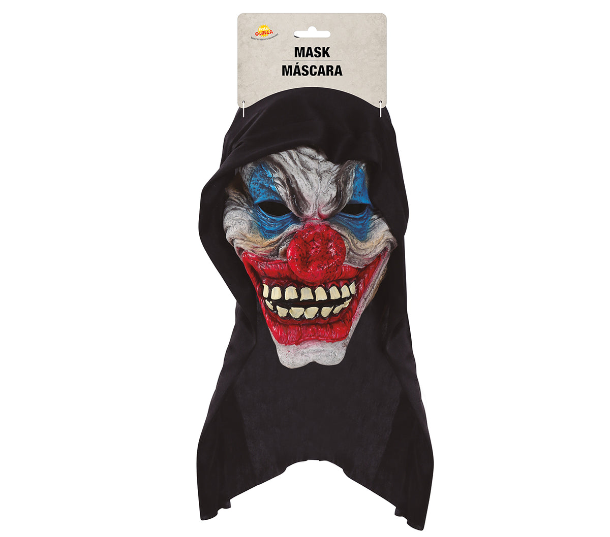 GP2924 – Latex Clown Maske für Erwachsene mit Kapuze – Farbe: Mehrfarbig