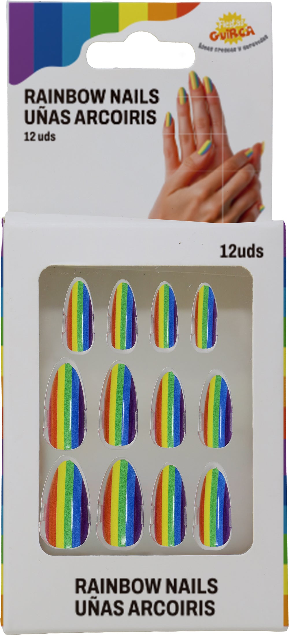 GP15981 – Motiv Kunstnägel für Erwachsene 12 Stück – Farbe: Regenbogen