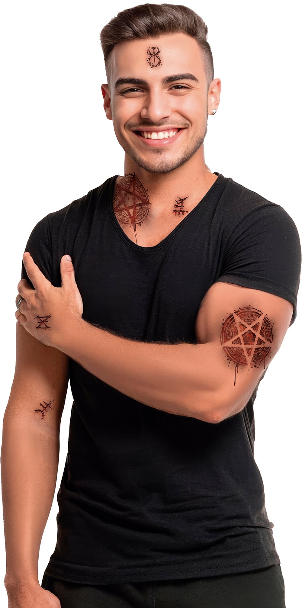 GP15708 – Horror Tattoos für Erwachsene 30 x 13 cm – Farbe: Satanistisch