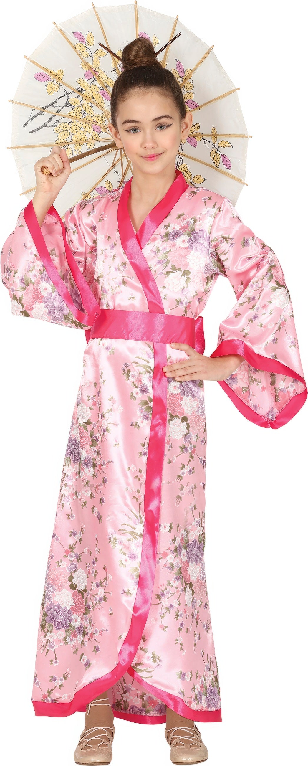 GP77461 – Kimono Kostüm für Mädchen pink mit Gürtel – Größe: 110/116, 98/104 – Farbe: Pink