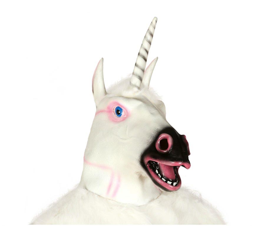 GP2899 – Latex Einhorn Maske für Erwachsene weiß – Farbe: Weiß