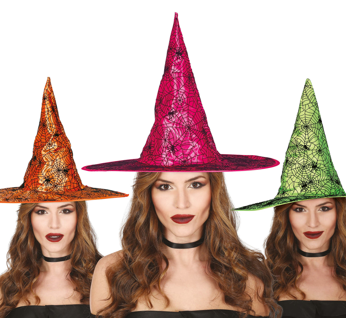 GP13228 – Neon Hexenhut für Damen mit Spinnennetz – Farbe: Mehrfarbig