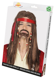 Piraten Perücke für Herren mit Kinnbart braun, Bild 3