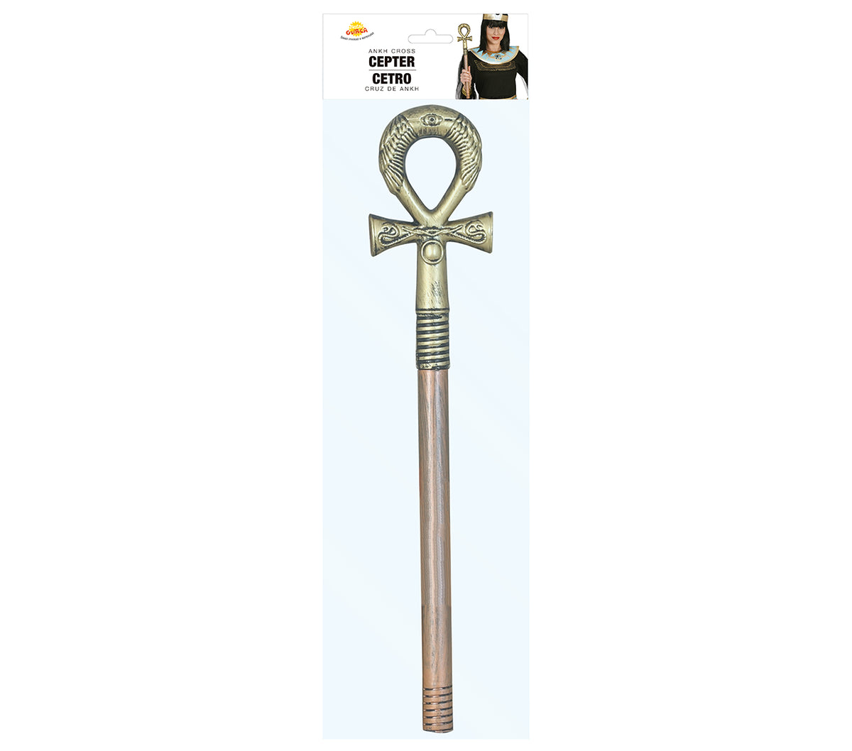 GP16984 – Pharao Zepter für Erwachsene 50 cm mit Ankh – Farbe: Gold