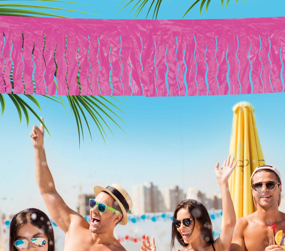 GP8800 – Fransengirlande 25 m Partydeko – Farbe: Pink