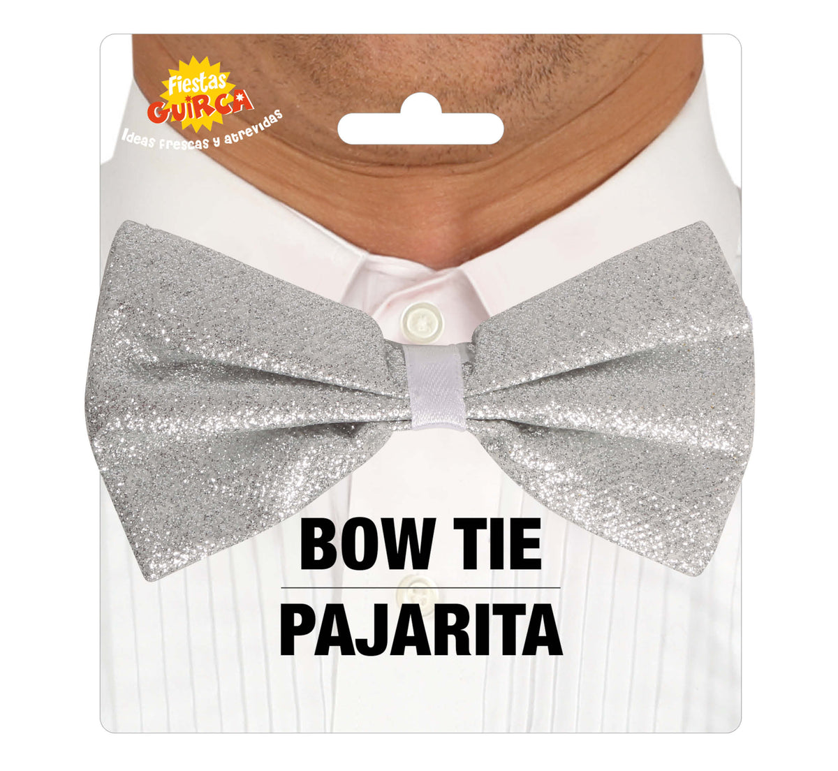 GP18805 – Glitzer Fliege für Herren 12 cm – Farbe: Silber