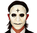 Horror Maske mit Kreuz für Erwachsene weiß