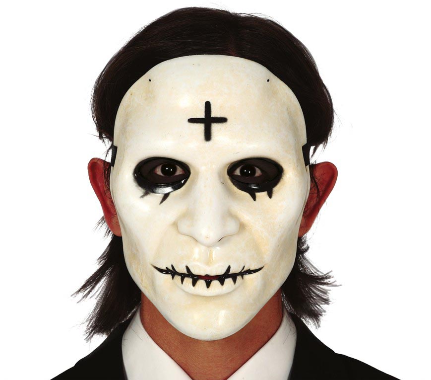 GP2262 – Horror Maske mit Kreuz für Erwachsene weiß – Farbe: Beige