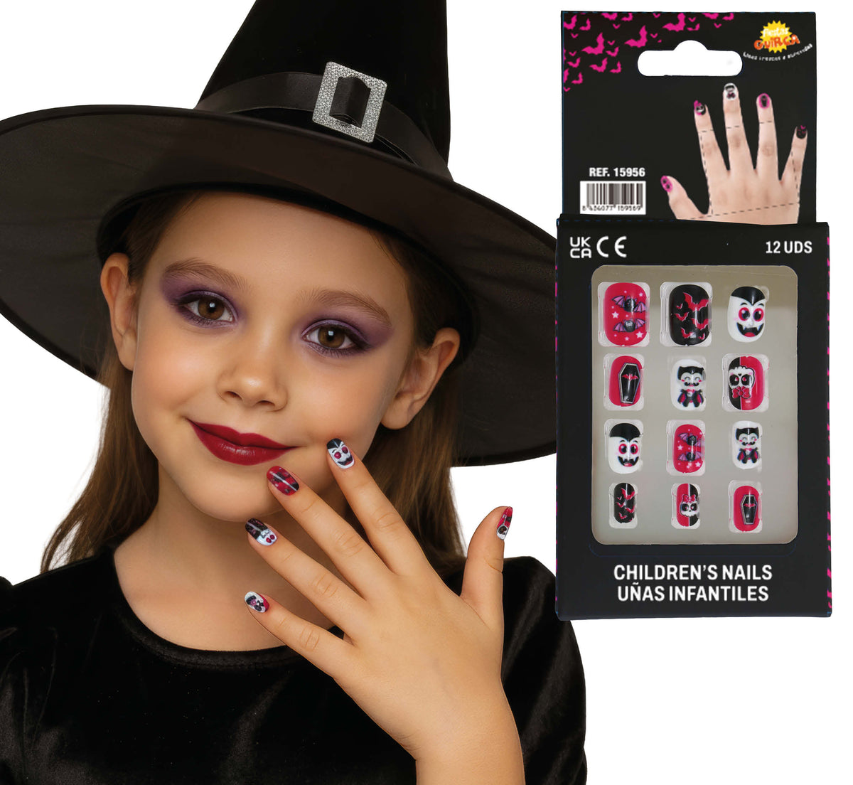 GP15954 – Halloween Fingernägel für Kinder selbstklebend – Farbe: Vampir