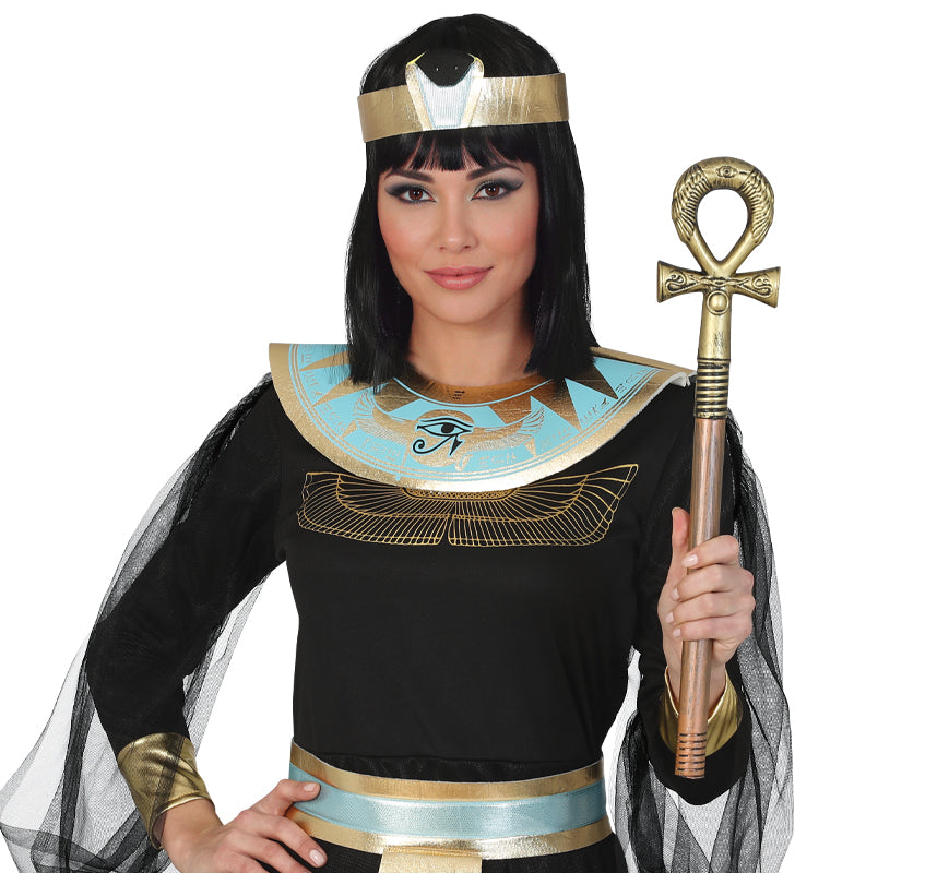 GP16984 – Pharao Zepter für Erwachsene 50 cm mit Ankh – Farbe: Gold