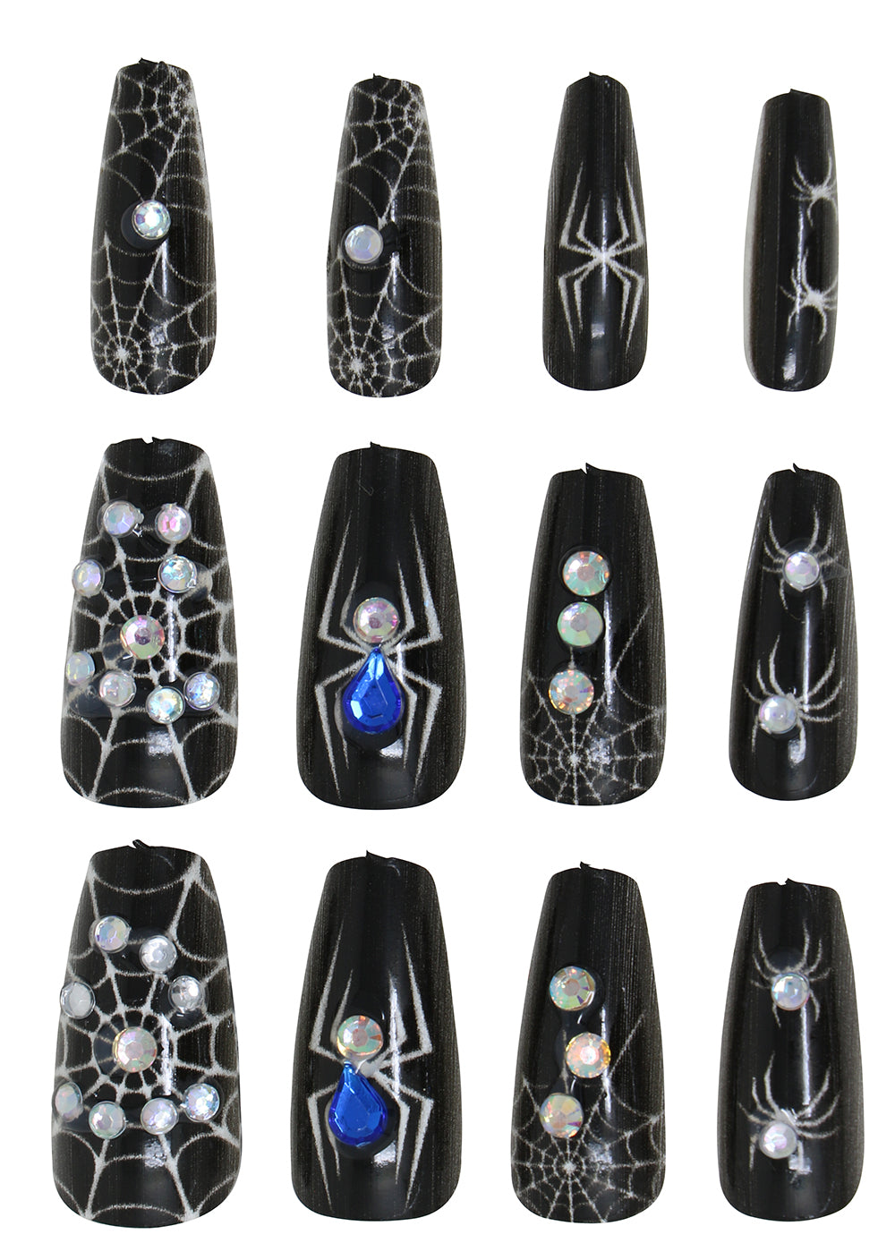 GP15920 – Lange Kunstnägel für Damen Stiletto Gothic – Farbe: Schwarz-spinne