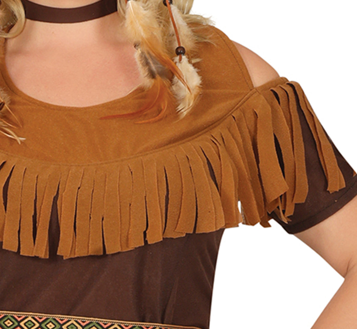 GP88558 – Indianerin Kostüm für Damen mit Fransen – Größe: 44 - 46 (XL) – Farbe: Braun