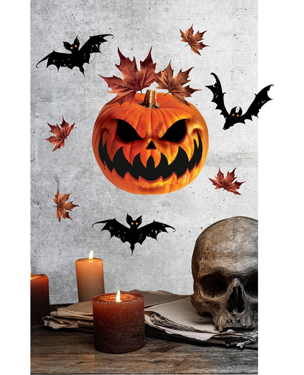 GP24662 – Halloween Wandaufkleber 25 x 70 cm – Farbe: Totenkopf, Kürbis