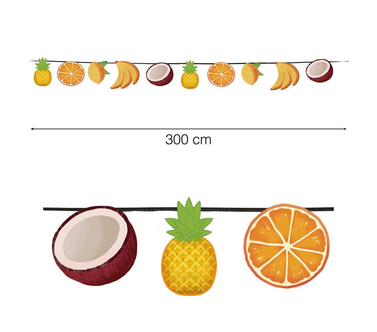 GP7274 – Früchte Girlande 300 cm Hawaii Deko – Farbe: Mehrfarbig