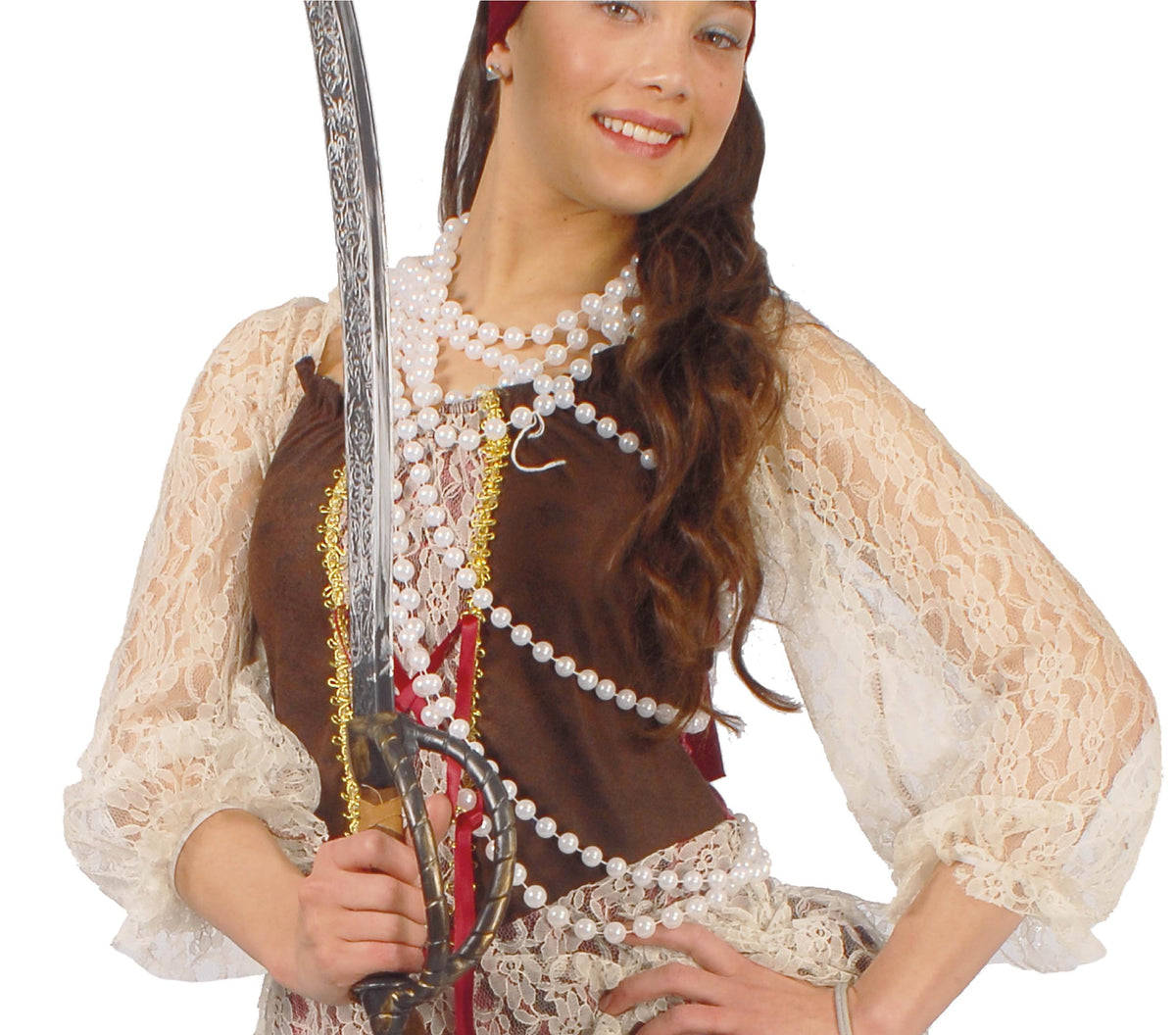 GP16045 – Perlenkette für Damen 140 cm 20er Jahre – Farbe: Weiß