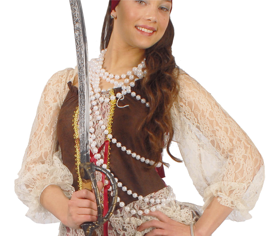 GP16045 – Perlenkette für Damen 140 cm 20er Jahre – Farbe: Weiß, Ansicht 2