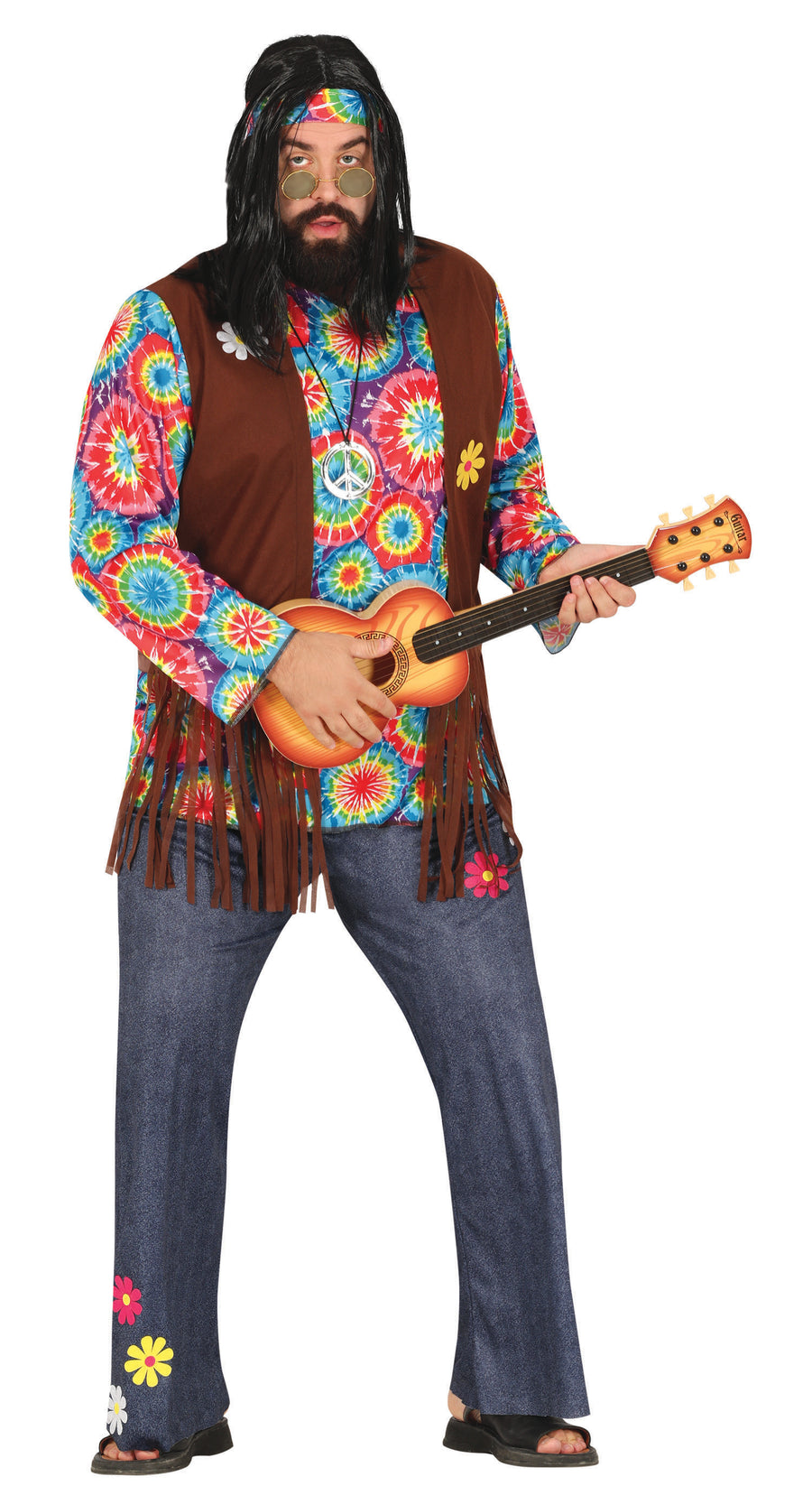 Hippie Kostüm für Herren mit Fransenweste