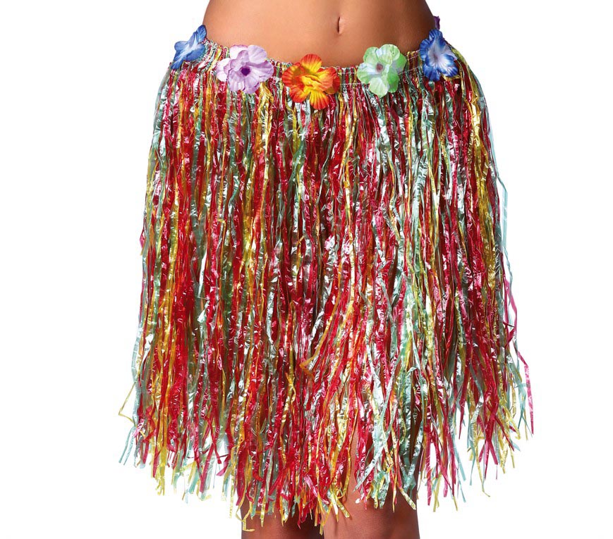 GP17630 – Hawaii Rock für Damen 50 bis 55 cm mit Blumen – Farbe: Mehrfarbig
