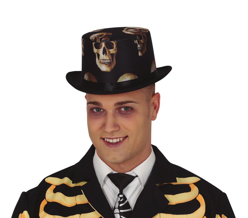 GP13190 – Totenkopf Zylinder für Erwachsene – Farbe: Schwarz, Ansicht 2