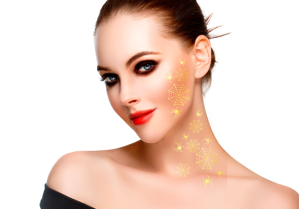 GP15667 – Halloween Tattoos für Erwachsene 15 x 11 cm – Farbe: Gold