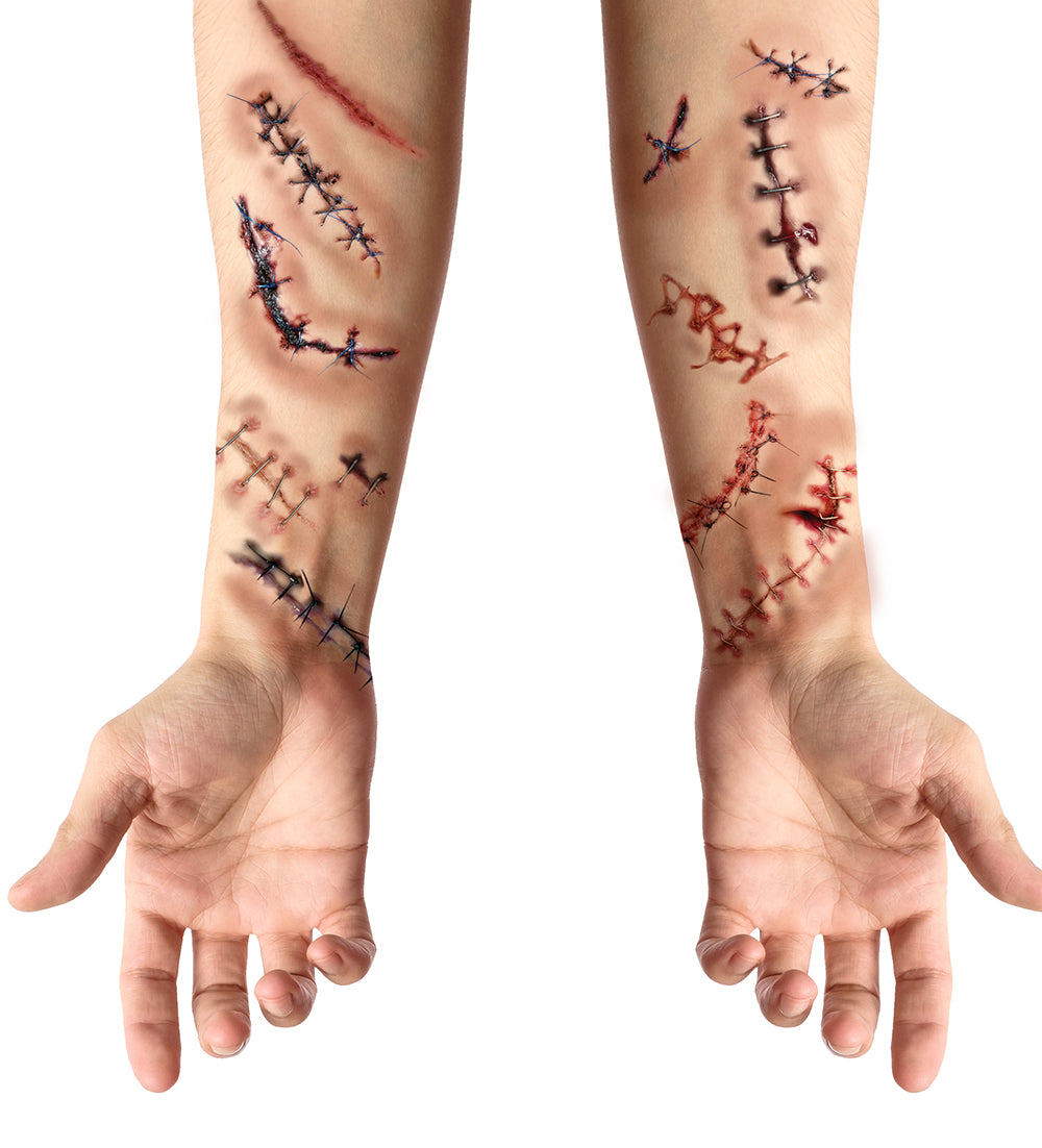 GP15708 – Horror Tattoos für Erwachsene 30 x 13 cm – Farbe: Narben