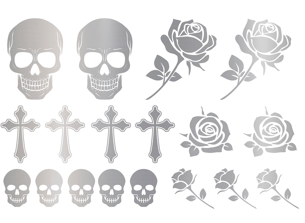 GP15667 – Halloween Tattoos für Erwachsene 15 x 11 cm – Farbe: Silber