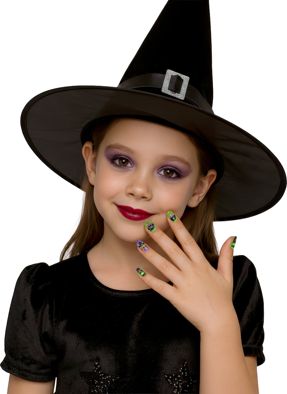 GP15954 – Halloween Fingernägel für Kinder selbstklebend – Farbe: Hexe