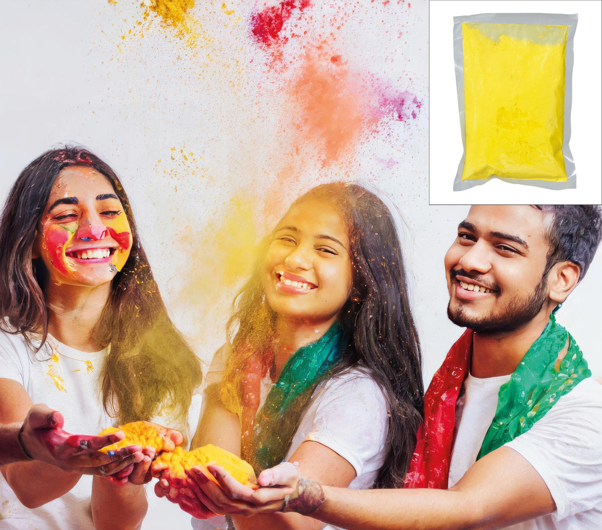GP14027 – Holi Pulver 200 g Farbpulver – Farbe: Gelb