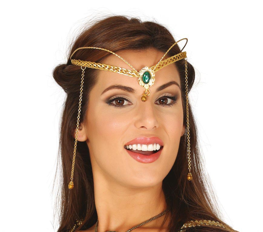 GP17381 – Mittelalter Diadem für Damen mit Schmuckstein – Farbe: Gold, Ansicht 2