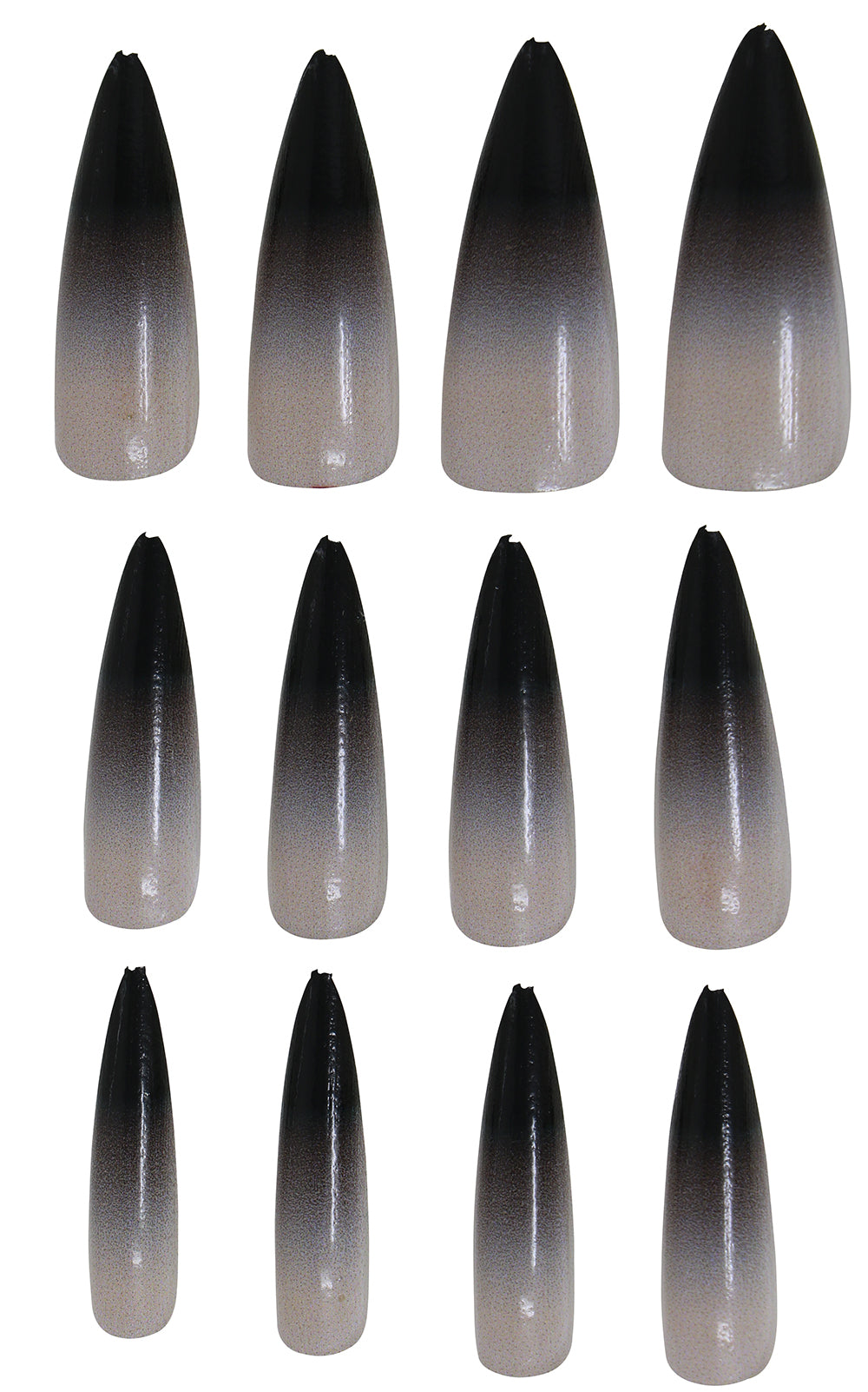 GP15920 – Lange Kunstnägel für Damen Stiletto Gothic – Farbe: Grau-schwarz