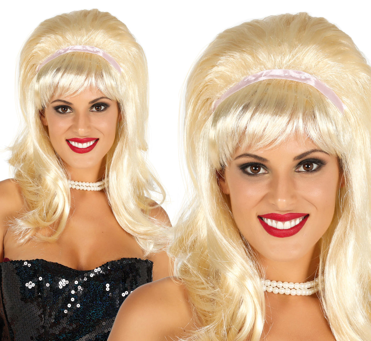 GP4052 – Rockabilly Perücke für Damen blond mit Stirnband – Farbe: Gelb