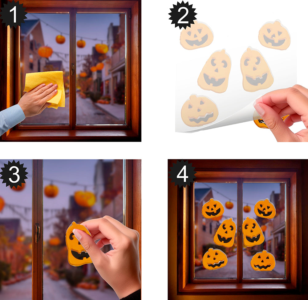GP24329 – Halloween Fensterdeko Gel 20 x 20 cm – Farbe: Orange, Schwarz
