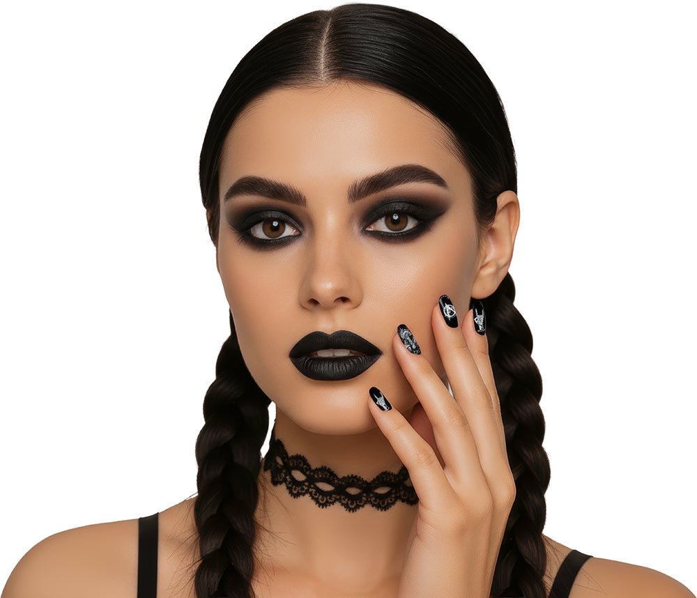 GP15981 – Motiv Kunstnägel für Erwachsene 12 Stück – Farbe: Schwarz / Weiß
