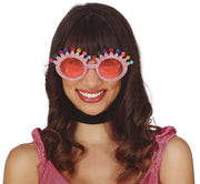 Glitzer Brille für Damen rosa mit Krone, Bild 2