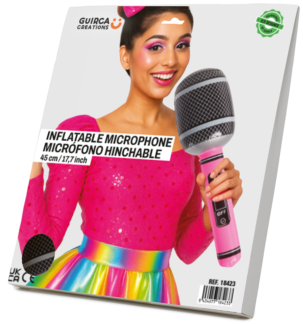 GP18532 – Aufblasbares Mikrofon 45 cm Rockstar – Farbe: Pink