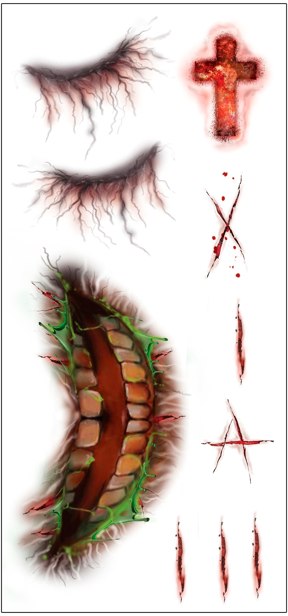 GP15708 – Horror Tattoos für Erwachsene 30 x 13 cm – Farbe: Zombie