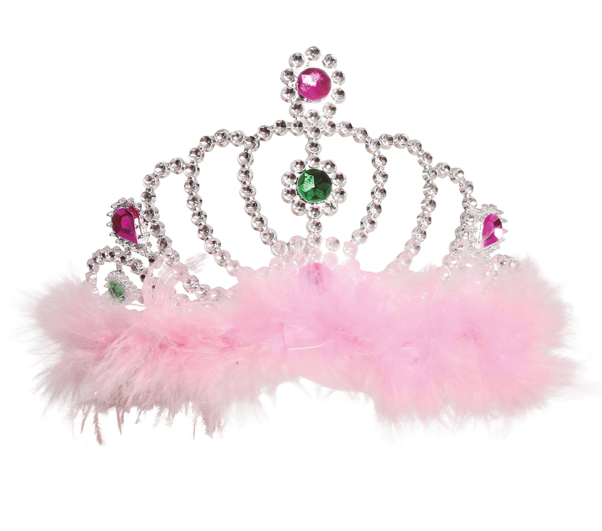 GP16030 – Prinzessin Diadem für Damen silber mit Marabu – Farbe: Silber