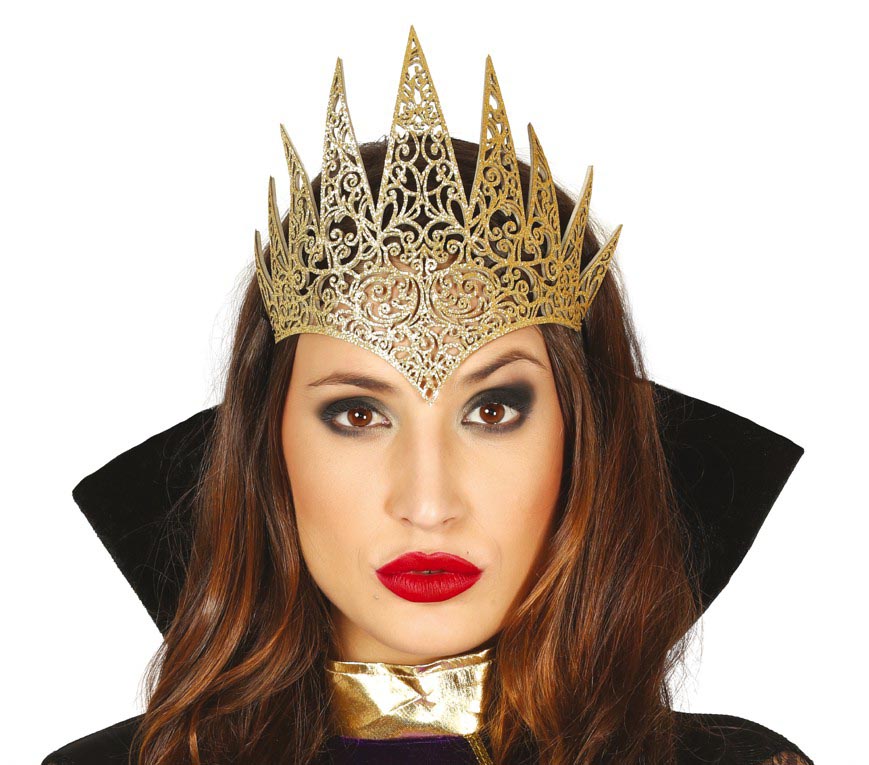 GP17411 – Königinnen Krone für Damen gold Glitzer – Farbe: Gold