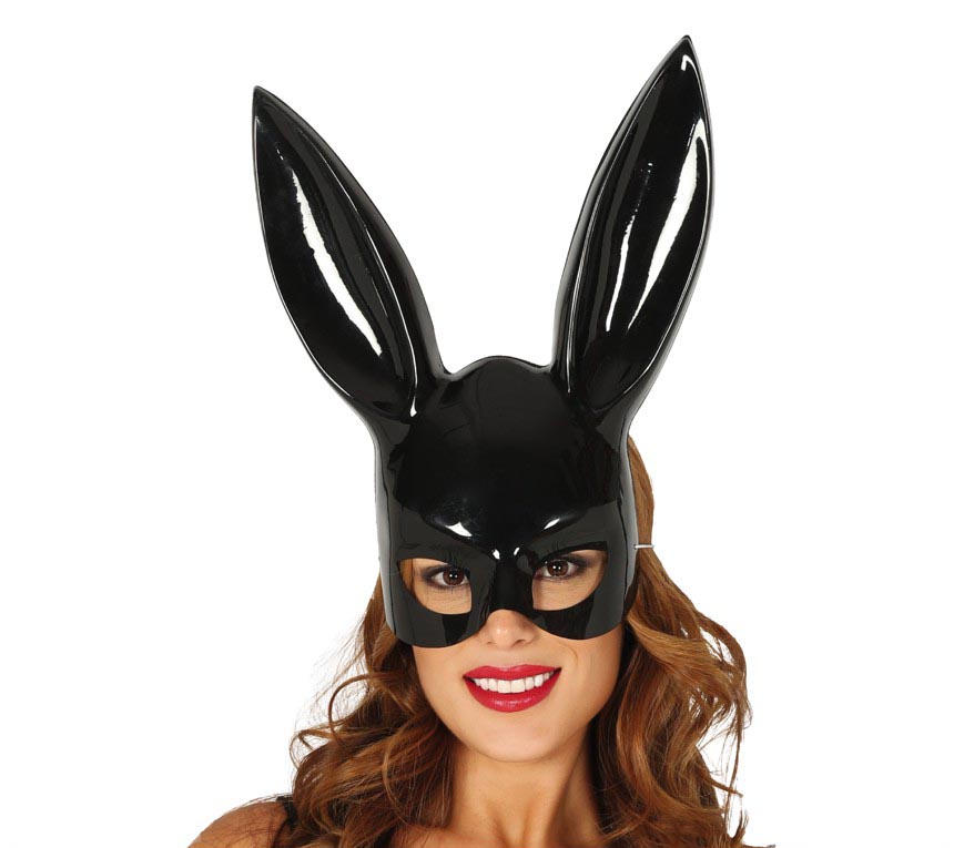 GP2893 – Hasen Maske für Damen schwarz mit langen Ohren – Farbe: Schwarz, Ansicht 2