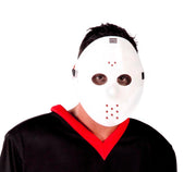 Hockeymaske für Erwachsene weiß Horror, Bild 2